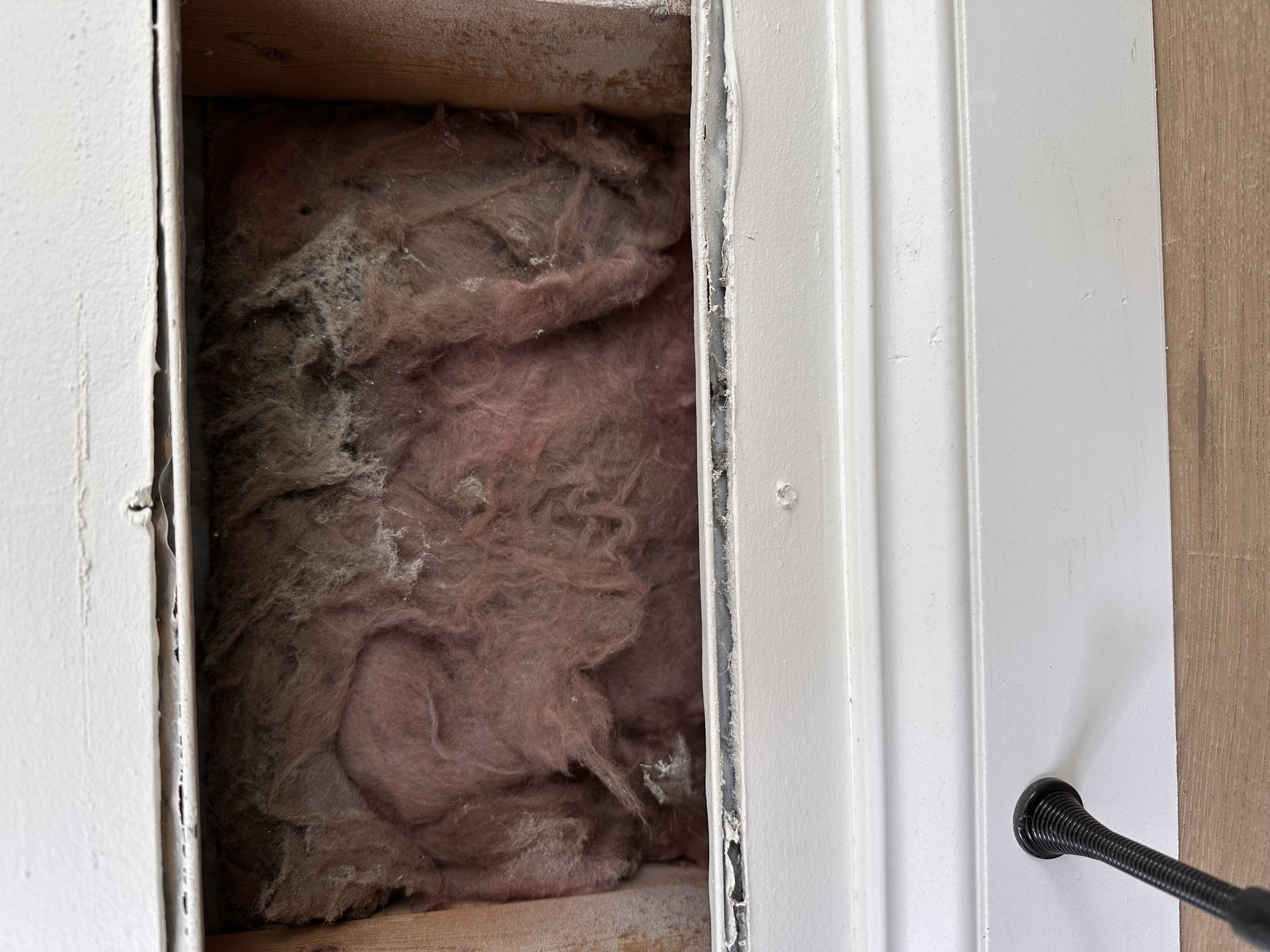 Before photo — post-remodel duct debris inside a Hilliard Ohio home