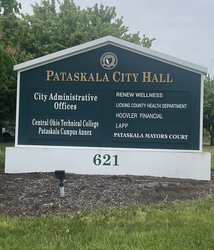 Pataskala City Hall sign at 621 W Broad Street